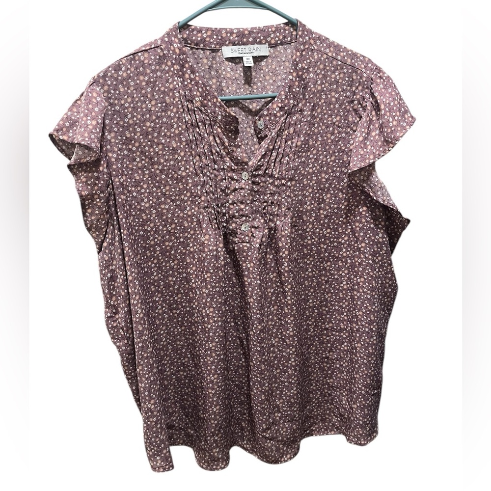 Sweet Rain Women’s Blouse Floral Pink Plus Size 3X